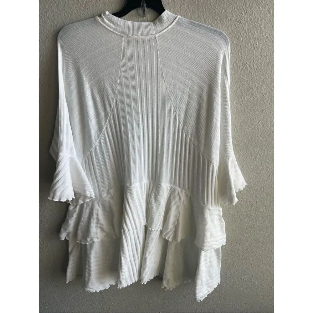 ❤️Free People FP Beach Sweet Rose Ribbed Ruffle Tunic - Picture 5 of 6